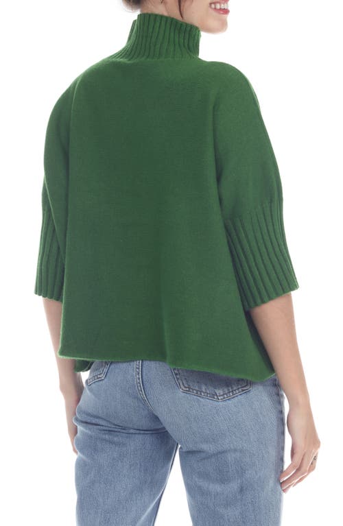 Rain And Rose Mock Neck Boxy Sweater In Olive