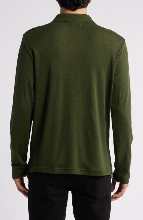 Shop Nordstrom Clean Long Sleeve Pima Cotton Polo In Green Depths Heather