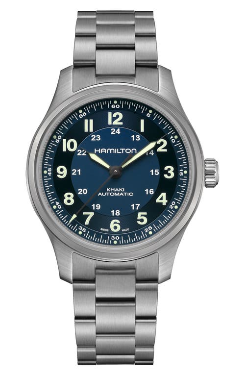 Hamilton Khaki Field Automatic Bracelet Watch, 38mm in Blue at Nordstrom