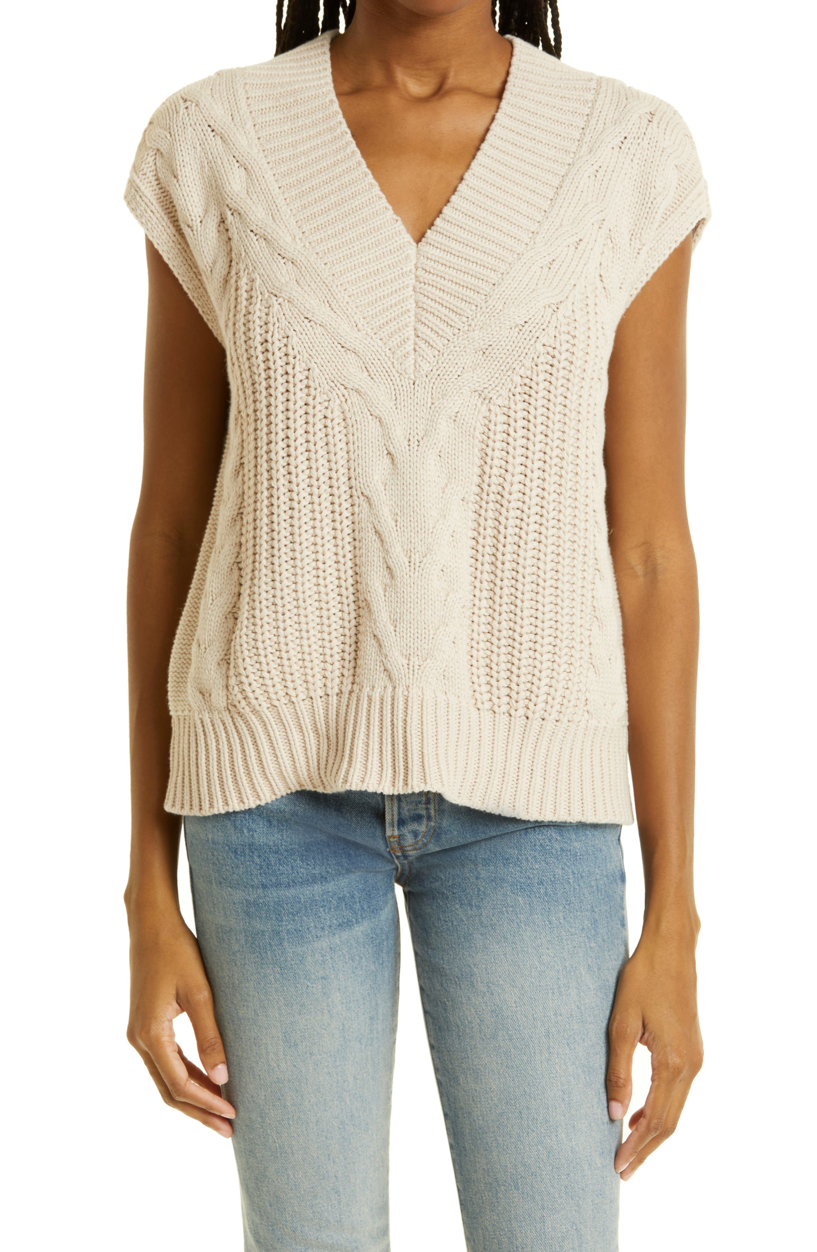 Pistola Kiran Cable Short Sleeve Cotton Sweater | Nordstrom