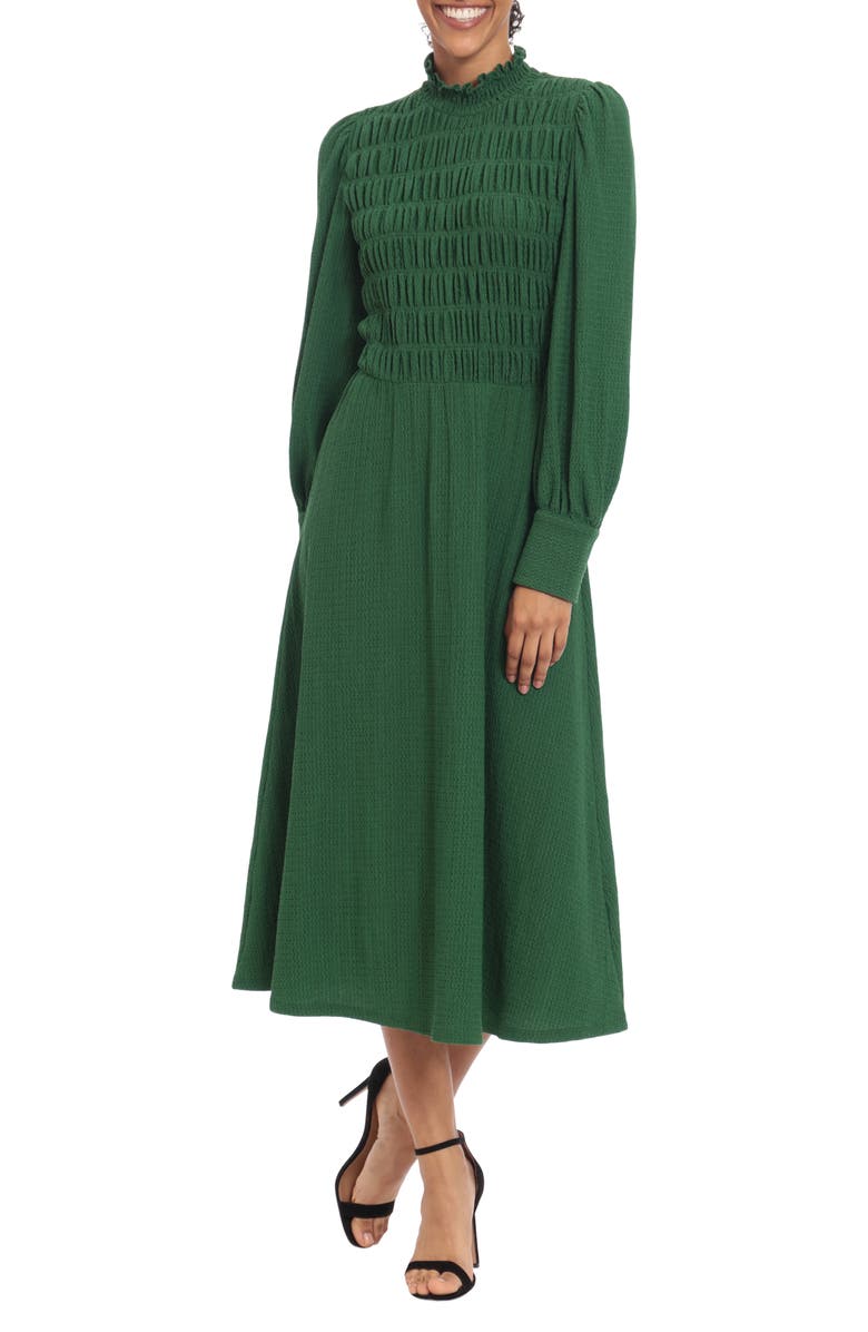 DONNA MORGAN FOR MAGGY Smocked Bodice Long Sleeve Midi Dress | Nordstrom