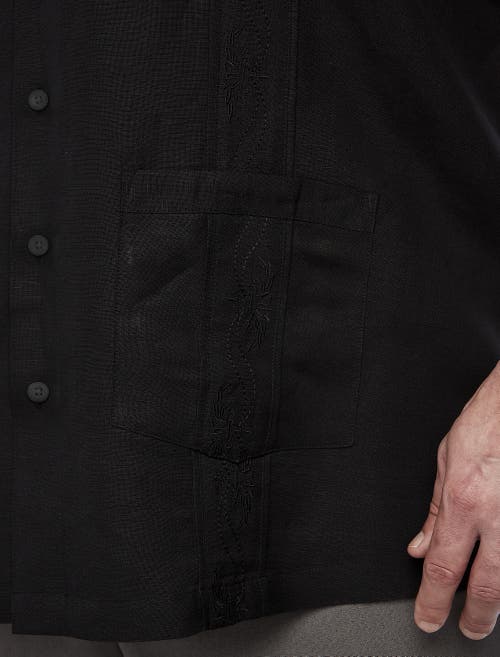 Oak Hill Embroidered Panel Sport Shirt In Black
