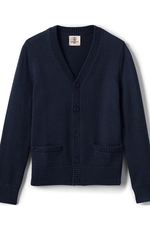 Shop Lands' End School Uniform Boys Cotton Modal Button Front Cardigan Sweater In Classic Navy