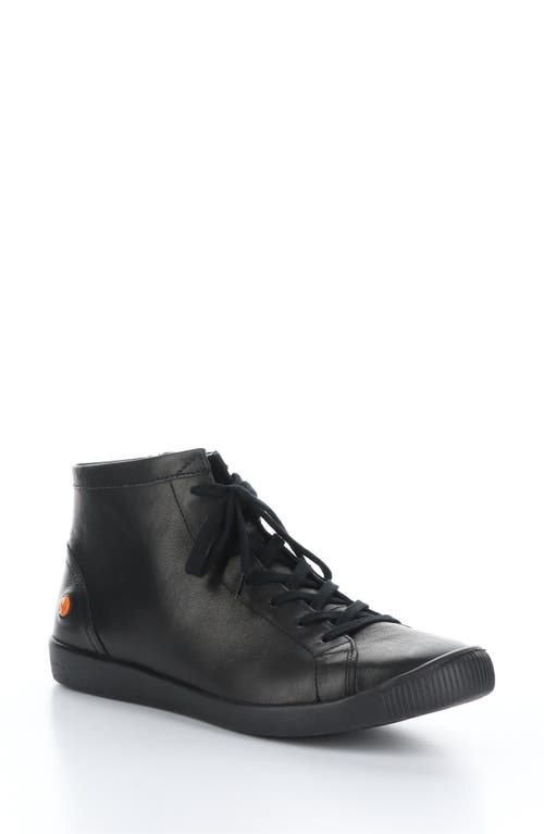 Ibbi Lace-Up Sneaker in Black Supple Leather