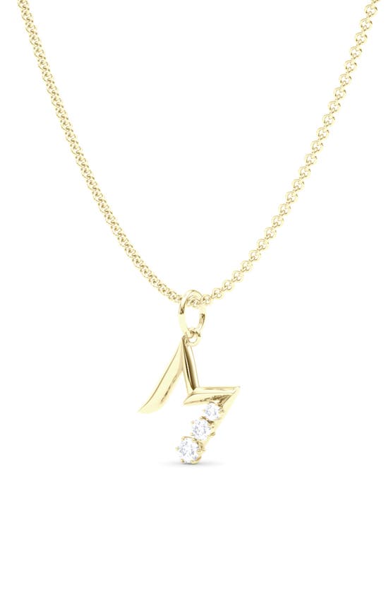 Hautecarat Graduated Lab-created Diamond Initial Letter Pendant Necklace In M - 18k Yellow Gold