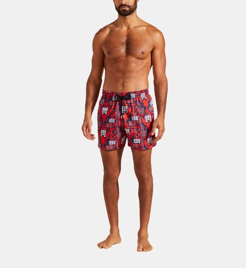 Vilebrequin Moorise Lobsters Print 5 Swim Trunks In Bleu Marine