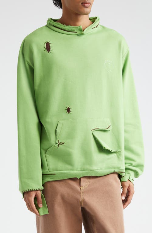 Shop Marni Oversize Distressed Crewneck Sweatshirt In Light/green