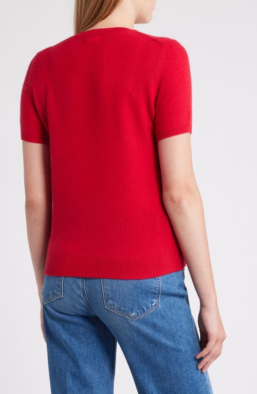 Shop Caslonr Caslon(r) Short Sleeve Wool & Cashmere Sweater In Red Lychee