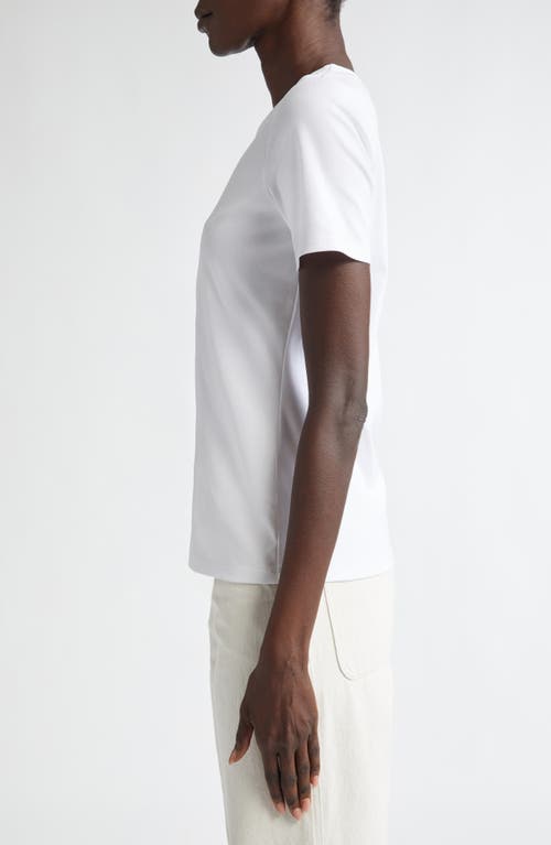 Shop Lafayette 148 New York Stretch Cotton Crewneck T-shirt In White