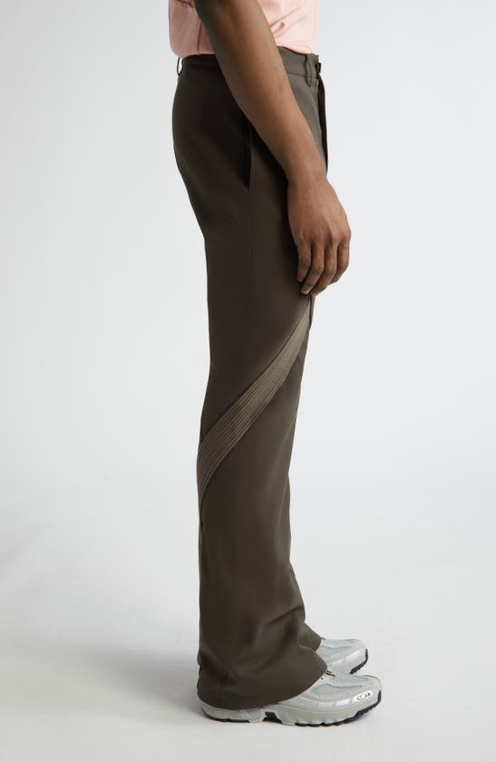 Shop Kiko Kostadinov Deultum Corded Appliqué Flare Trousers In Army Green / Taupe