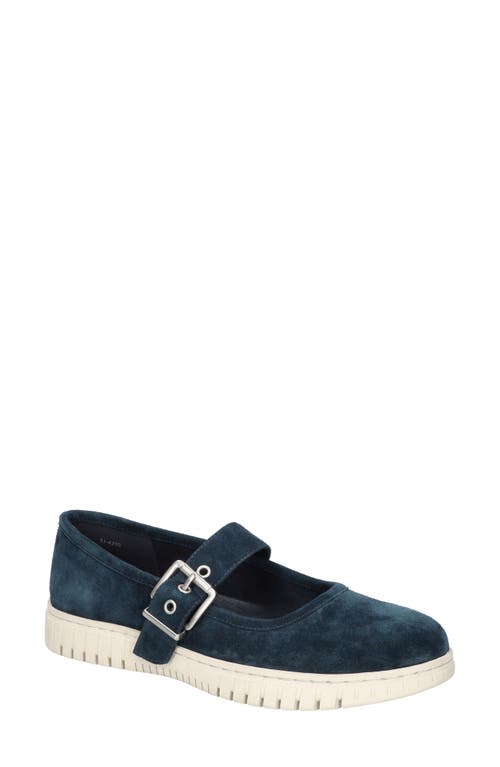 Shop Bella Vita Astro Mary Jane Flat In Navy Kidsuede Leather