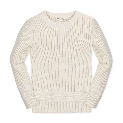 Shop Hope & Henry Boys' Organic Herringbone Detail Crew Neck Sweater, Kids In Ivory Herringbone Edge