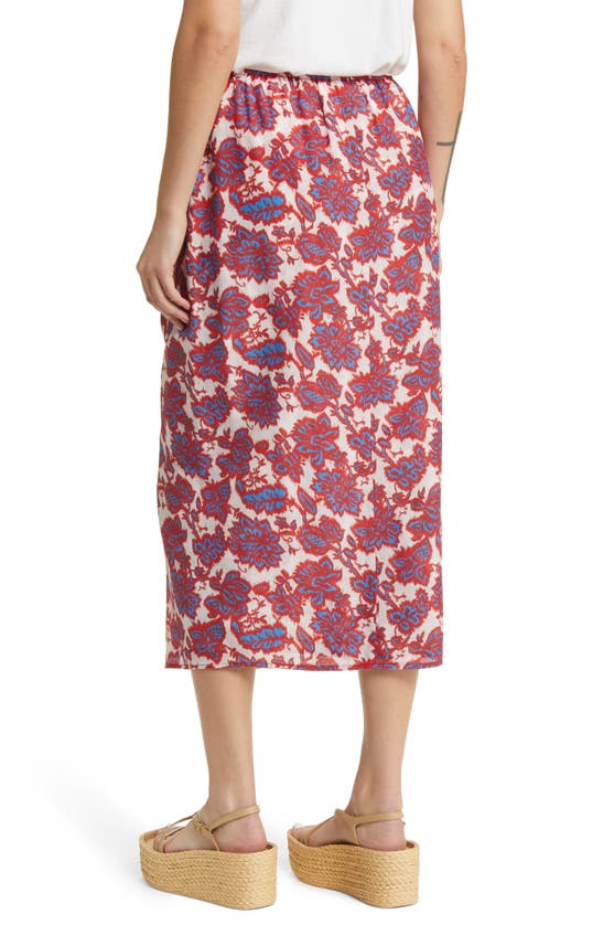 Shop Xirena Celia Floral Cotton & Silk Skirt In Electric Red