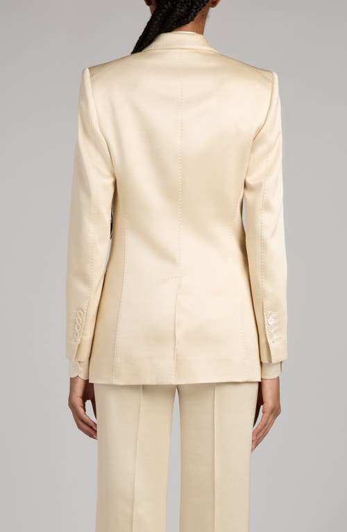 Shop Tom Ford Double Breasted Silk & Wool Twill Blazer In Aw040 Champagne