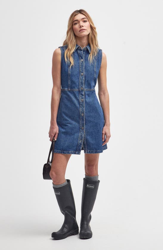 Shop Barbour Molly Sleeveless Denim Dress In Authentic