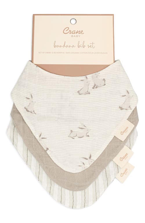 Crane Baby Avery 3-pack Cotton Muslin Bandana Bibs In Ivory