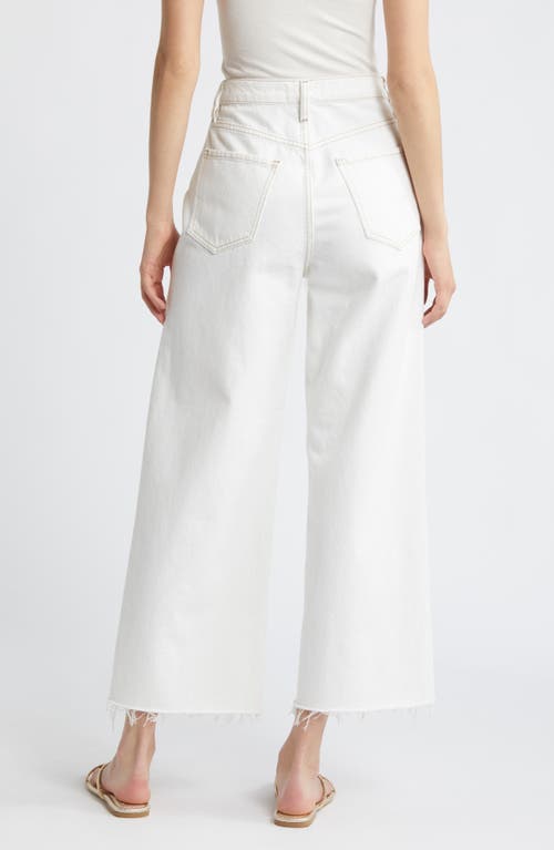 Shop Frame Le Jane Fray Hem Crop Wide Leg Jeans In Au Natural Clean