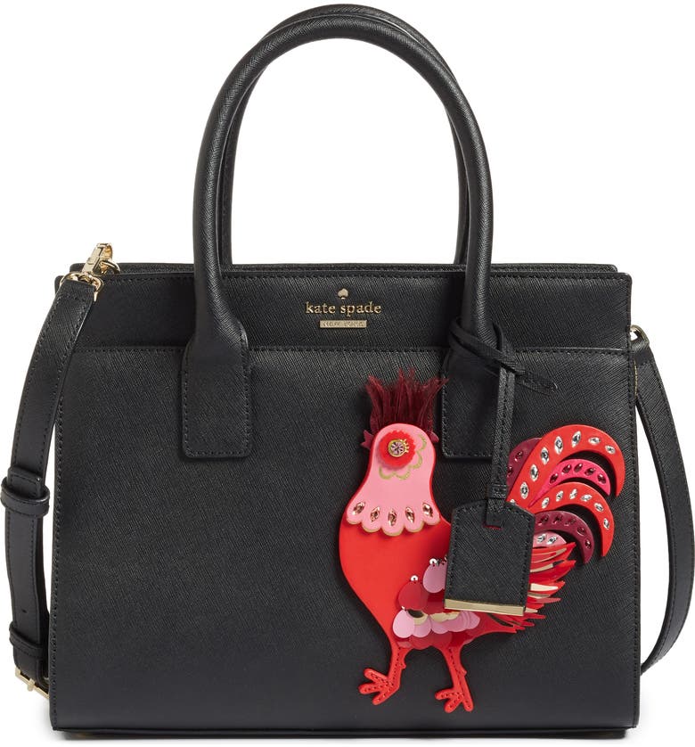 KATE SPADE NEW YORK rooster small candace leather satchel, Main, color, MULTI
