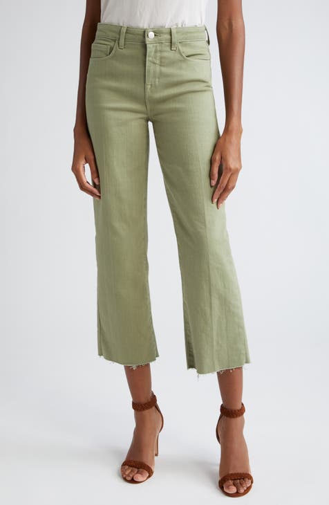 Lucy Activewear Capri Pants Womens XS Green Wide Leg Mid Rise Drawstring