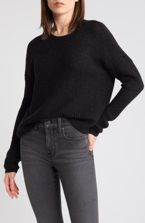 Shop Madewell Ribbed Crewneck Sweater In True Black