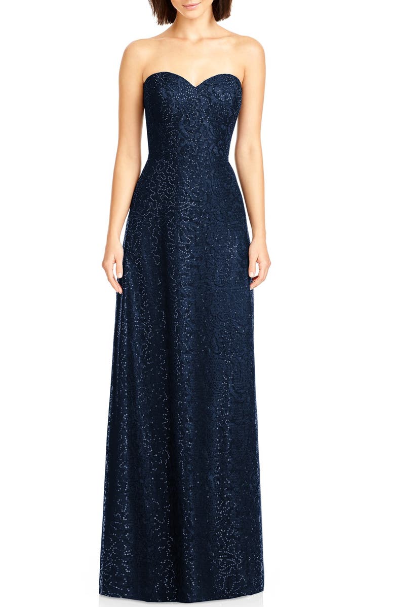 Dessy Collection Sequin Lace Strapless A-Line Gown | Nordstrom