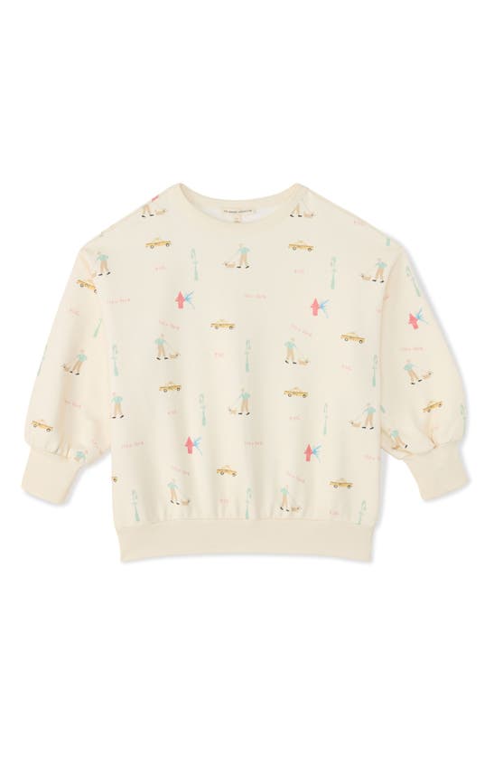 Shop The Sunday Collective Kids' Weekend Organic Cotton Graphic Sweatshirt In Light Yellow
