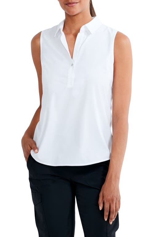 NZ Active Tech Stretch Collar Tank in Paper White