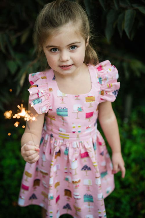 Worthy Threads Girls' Made From Scratch Ruffle Sleeve Dress - Little Kid, Big Kid In Pink Cakes