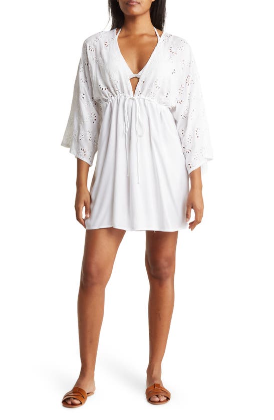 Boho Me Eyelet Tie Front Coverup In White