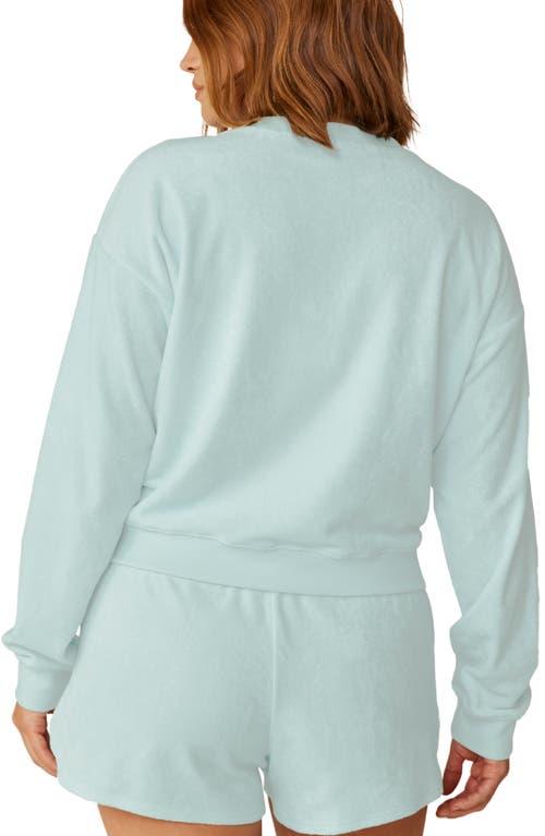 Shop Beyond Yoga Tropez Terry Cloth Sweatshirt In Tropical Waters