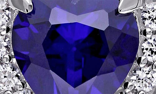 Delmar Lab Grown Sapphire & White Sapphire Heart Drop Earrings In Blue