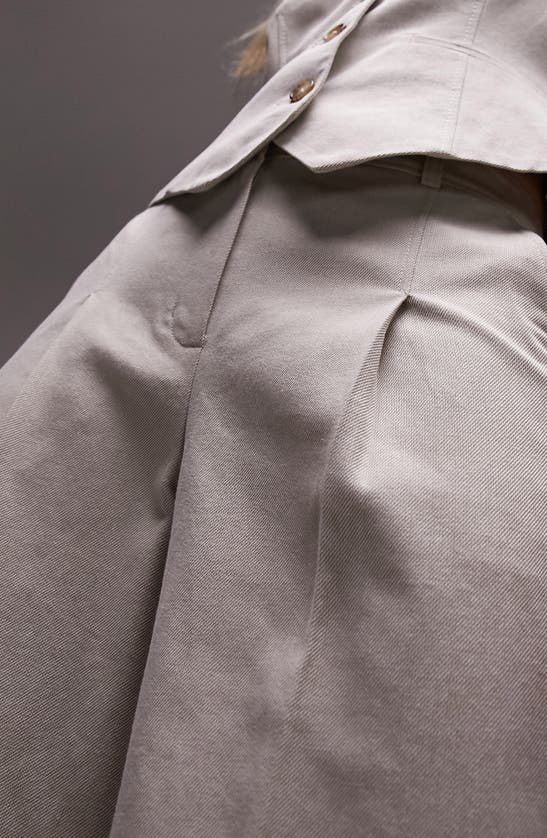 Shop Topshop Pleat Front Cotton Shorts In Cream