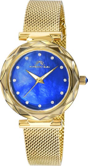 PORSAMO BLEU Karolina Diamond & Topaz Leather Strap Watch, 30mm