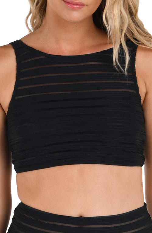 La Blanca Fluid Lines Longline Bikini Top In Black