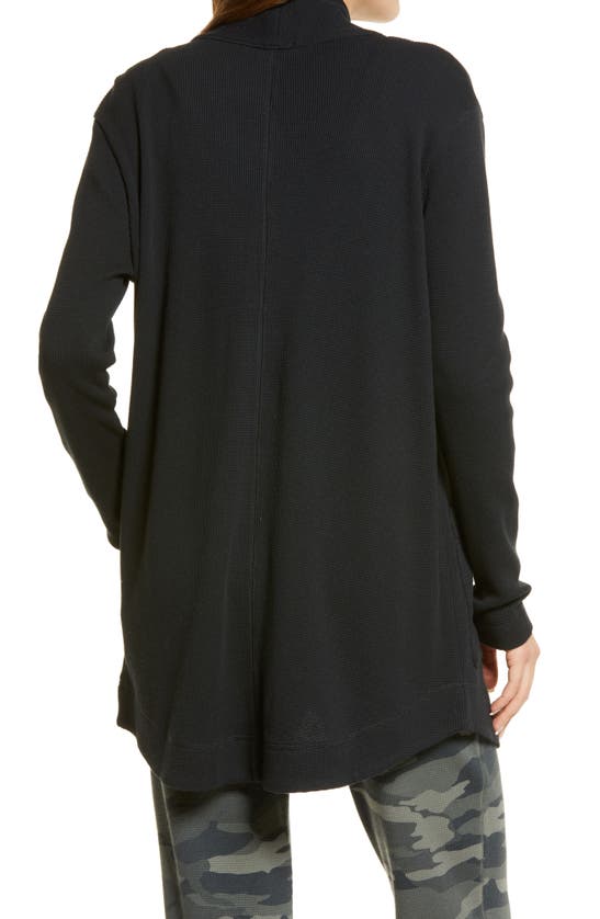 Splendid Waffle Open Cardigan In Black