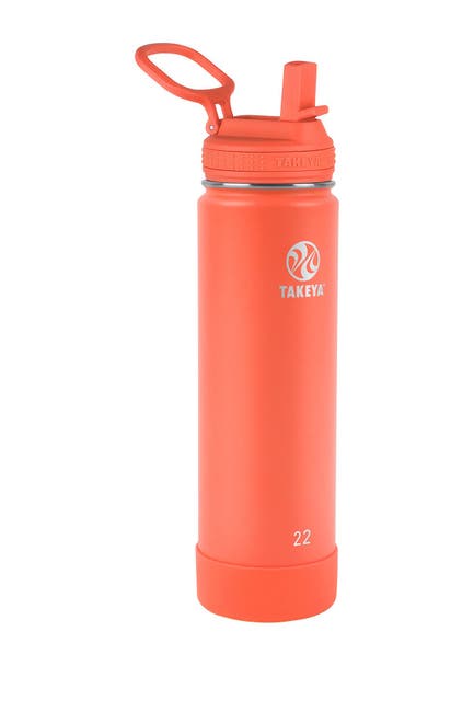 Takeya Actives Insulated 22 Oz Stainless Steel Bottle With Straw Lid Coral Nordstrom Rack
