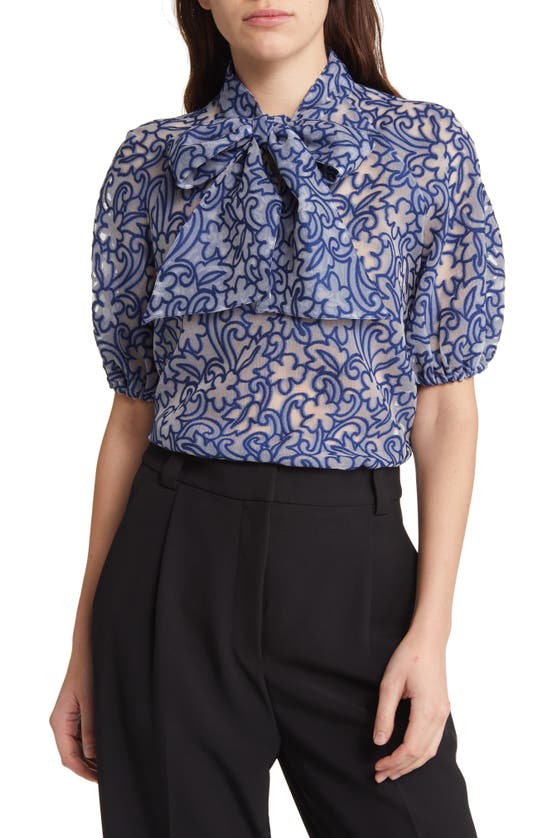 Ted Baker Melodiy Puff Sleeve Jacquard Top In Bright Blue | ModeSens
