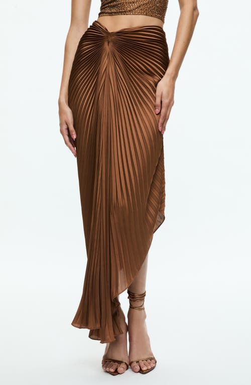 Shop Alice And Olivia Alice + Olivia Odelia Pleated Asymmetric Hem Skirt In Camel