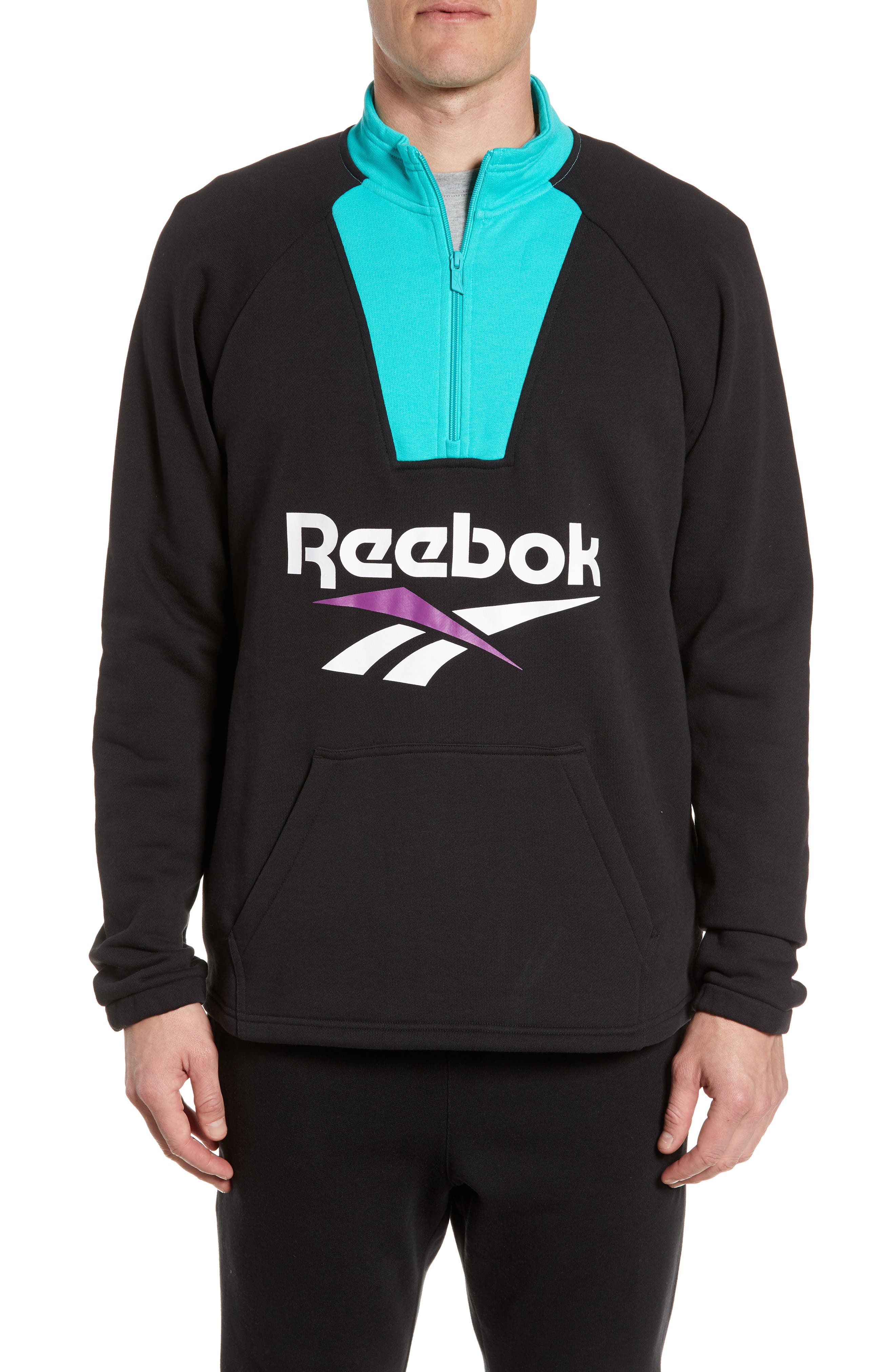 reebok quarter zip fleece sweatshirt