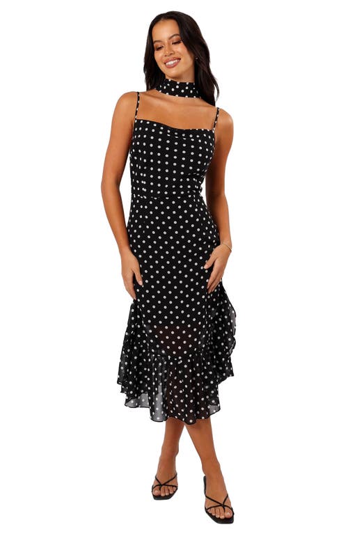 Petal And Pup Petal & Pup Francesca Dot Midi Dress & Scarf In Black