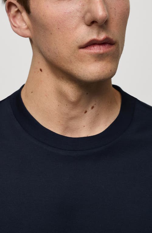 Shop Mango Slim Fit Cotton T-shirt In Navy