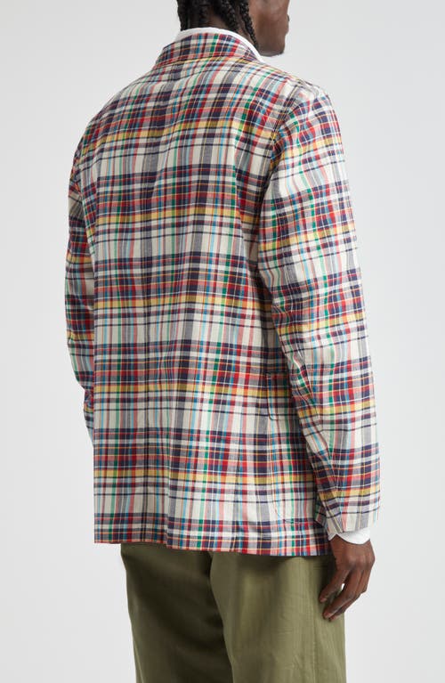 Shop Drake's Mk. I Seersucker Games Sport Coat In Navy Plaid Multi