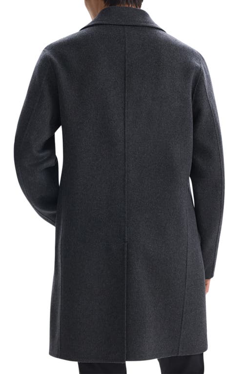 Theory Men's Double-breasted Topcoat In New Divide In Dark Charcoal