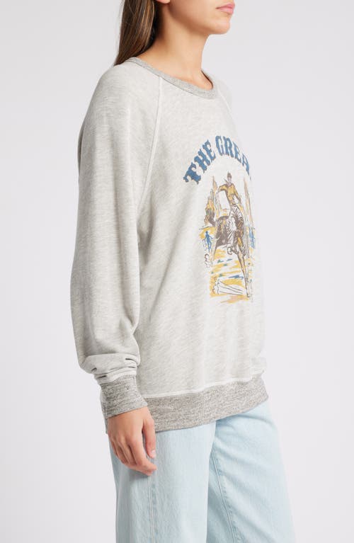 Shop The Great . The College Rodeo Cotton Graphic Sweatshirt In Soft Heather Grey