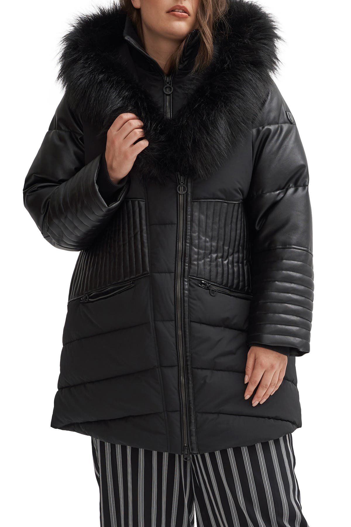 plus size fur hooded jacket