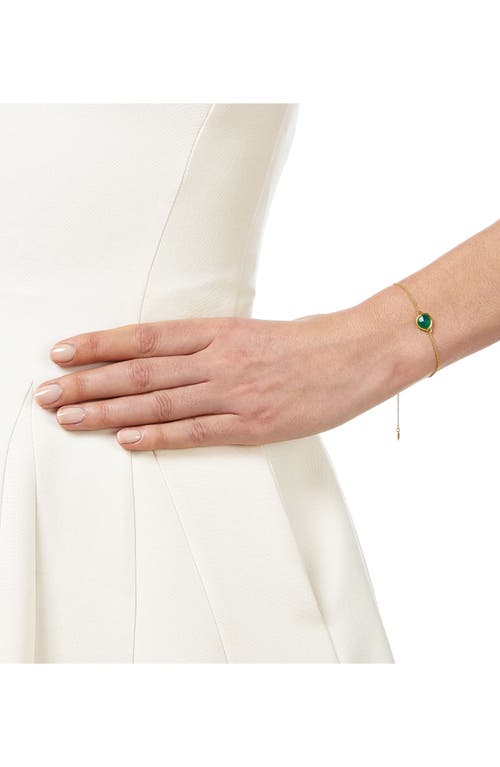 Shop Monica Vinader Mini Siren Fine Chain Bracelet In Green Onyx/yellow Gold