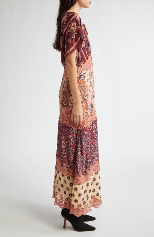 Shop Farm Rio Glam Tapestry Lace Trim Maxi Dress In Glam Tapestry Burgundy