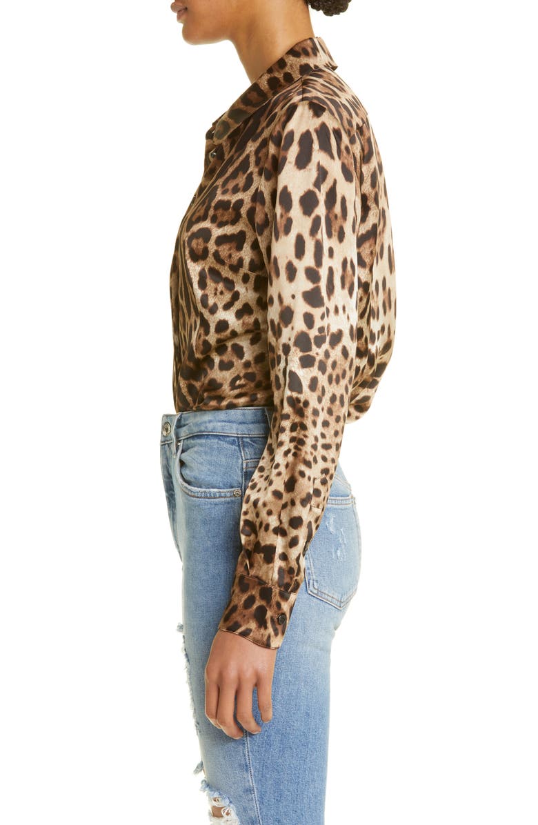 straal herinneringen Regelen Dolce&Gabbana Leopard Print Silk Satin Blouse | Nordstrom