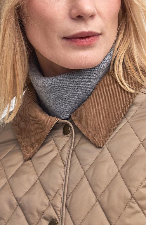 Barbour Corduroy Collar Quilted Jacket In Sand Dune