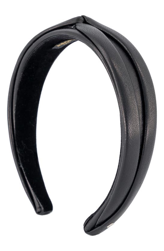 Alexandre De Paris Twisted Leather Headband In Black